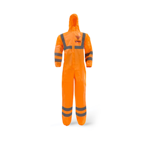 Picture of COVERALL TRIDENT® MICROPOROUS HST TYPE 5 / TYPE 6 ORANGE + REFLECTIVE TAPE. AVAILABLE IN SIZES S - 4XL