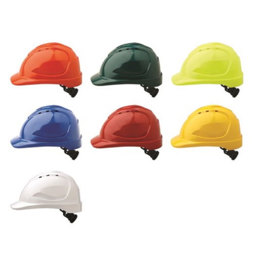 Picture of HARD HAT (V9) - VENTED, 6 POINT RATCHET HARNESS. AVAILABLE IN BLUE, GREEN, ORANGE, RED, WHITE, YELLOW, FLURO YELLOW