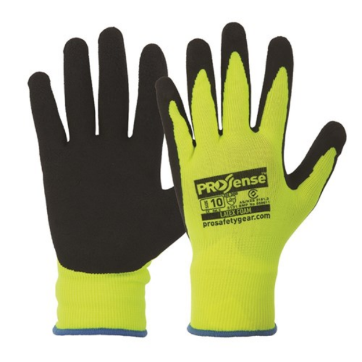 Picture of BLACK LATEX FOAM ON HI VIS YELLOW NYLON LINER. AVAILABLE IN SIZES 7/8/9/10/11