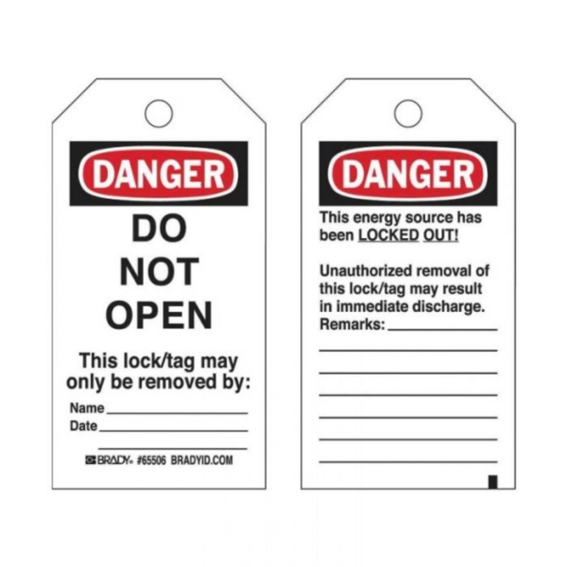 Picture of DANGER DO NOT OPEN LOCKOUT TAGS - REVERSE SIDE UNAUTHORIZED REMOVAL, HEAVY DUTY POLYESTER