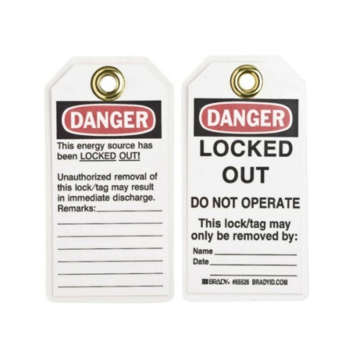 Picture of DANGER LOCKED OUT LOCKOUT TAGS - REVERSE SIDE UNAUTHORIZED REMOVAL, HEAVY DUTY POLYESTER