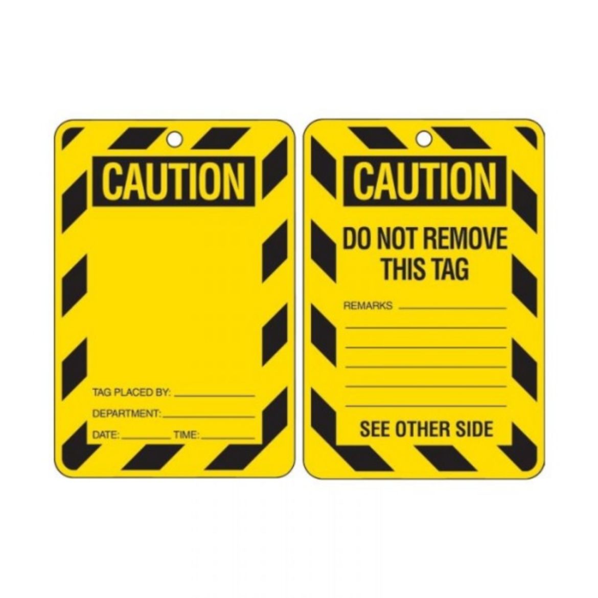 Picture of CAUTION BLANK LOCKOUT TAGS - REVERSE SIDE DO NOT REMOVE THIS TAG, CARDSTOCK