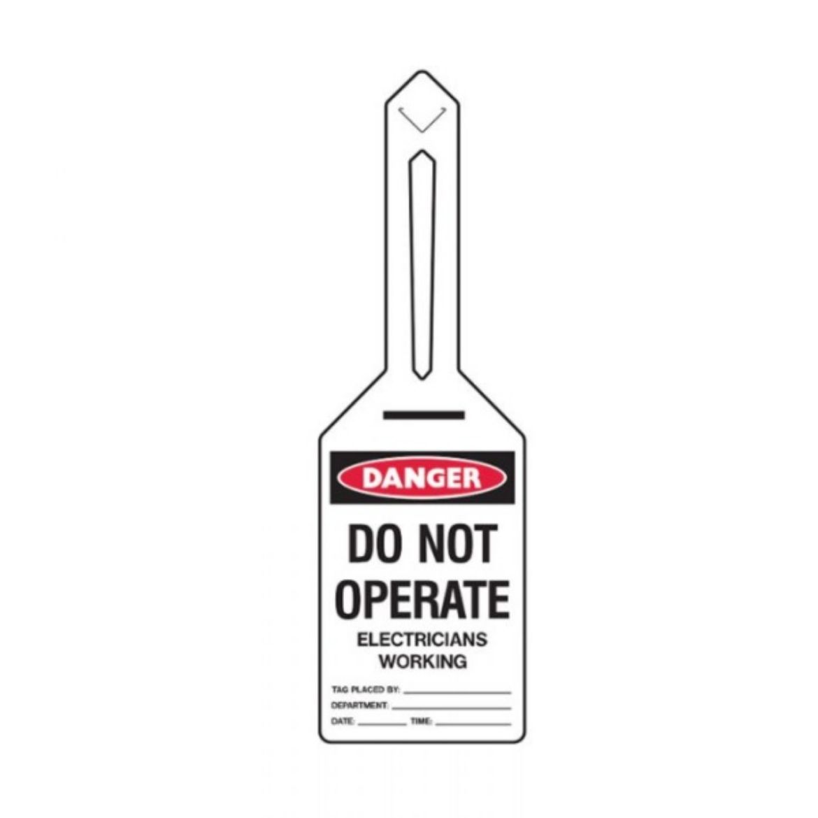 Picture of DANGER DO NOT OPERATE TIE-OUT LOCKOUT TAG