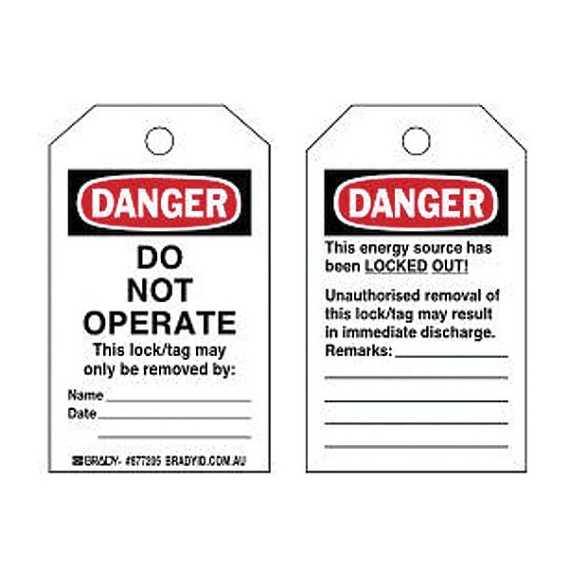Picture of DANGER DO NOT OPERATE TOUGHWASH LOCKOUT TAG