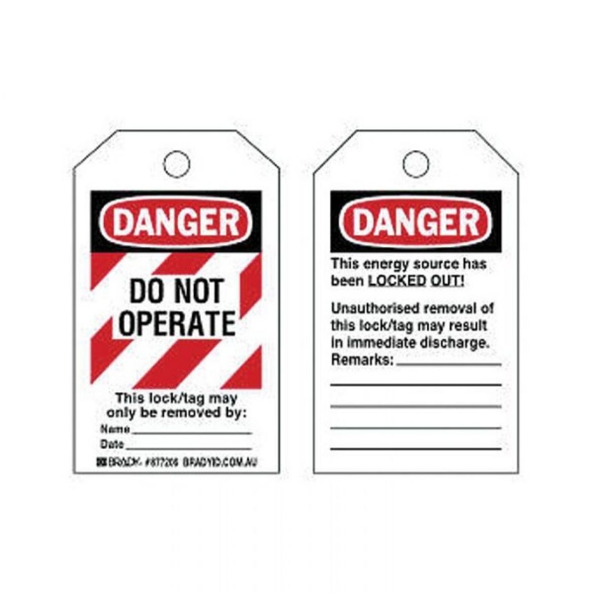 Picture of DANGER DO NOT OPERATE TOUGHWASH LOCKOUT TAG