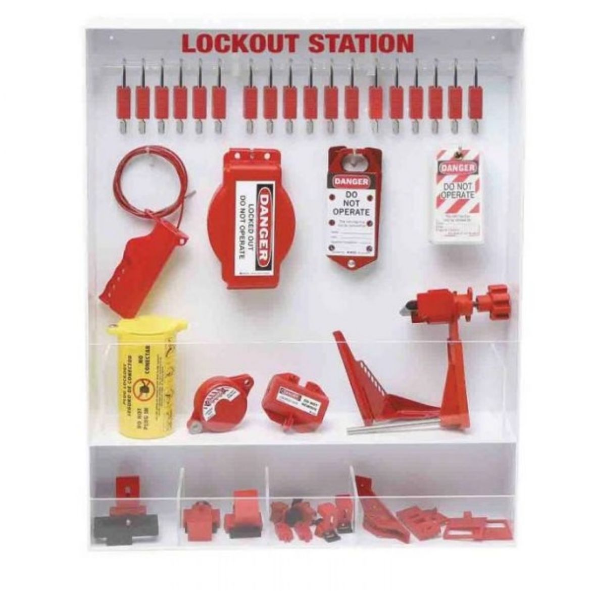 Picture of EXTRA-LARGE COMBINATION WALL MOUNT LOCKOUT STATION WITH COMPONENTS