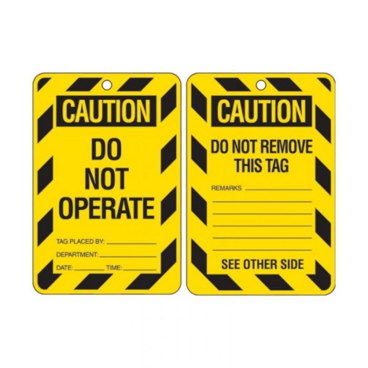 Picture of CAUTION DO NOT OPERATE LOCKOUT TAGS - REVERSE SIDE DO NOT REMOVE THIS TAG, POLYPROPYLENE