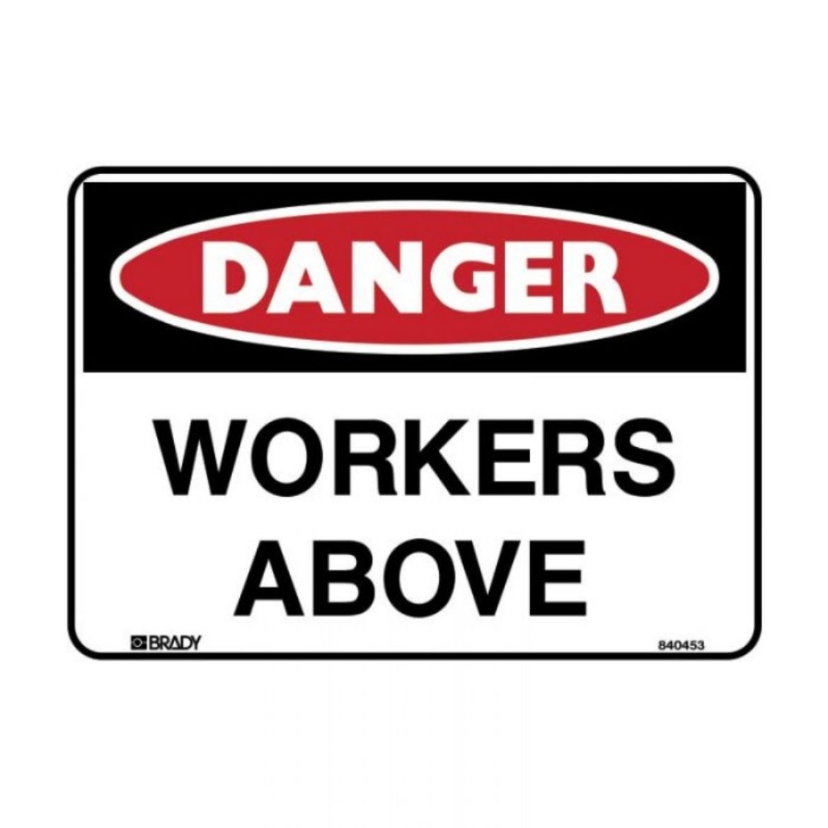 Picture of DANGER WORKERS ABOVE SIGN 180MM (H) X 250MM (W) SELF ADHESVIE VINYL