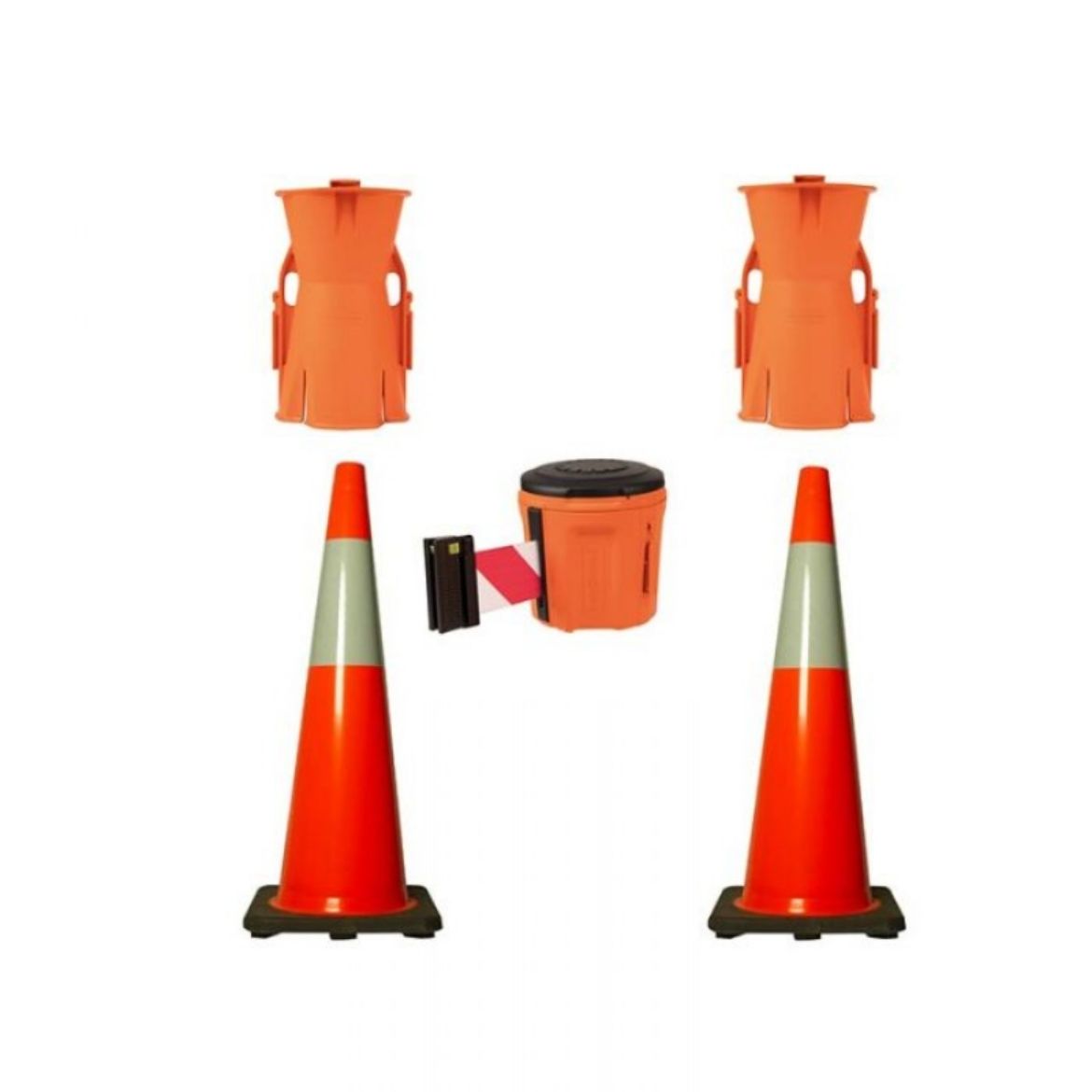 Picture of EASY EXTEND RETRACTABLE BARRIER RED/WHITE, 2 X 900MM CONES AND ADAPTOR KIT