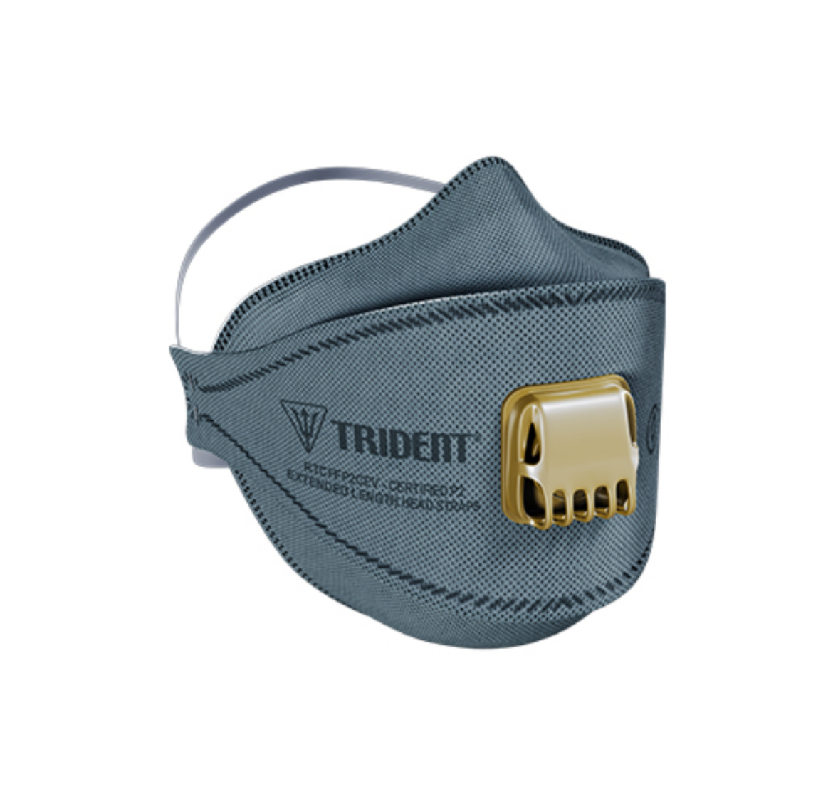 Picture of RESPIRATOR TRIDENT® FLAT FOLD P2 REGULAR CARBON VALVED + EXTENDED LENGTH HEAD STRAPS