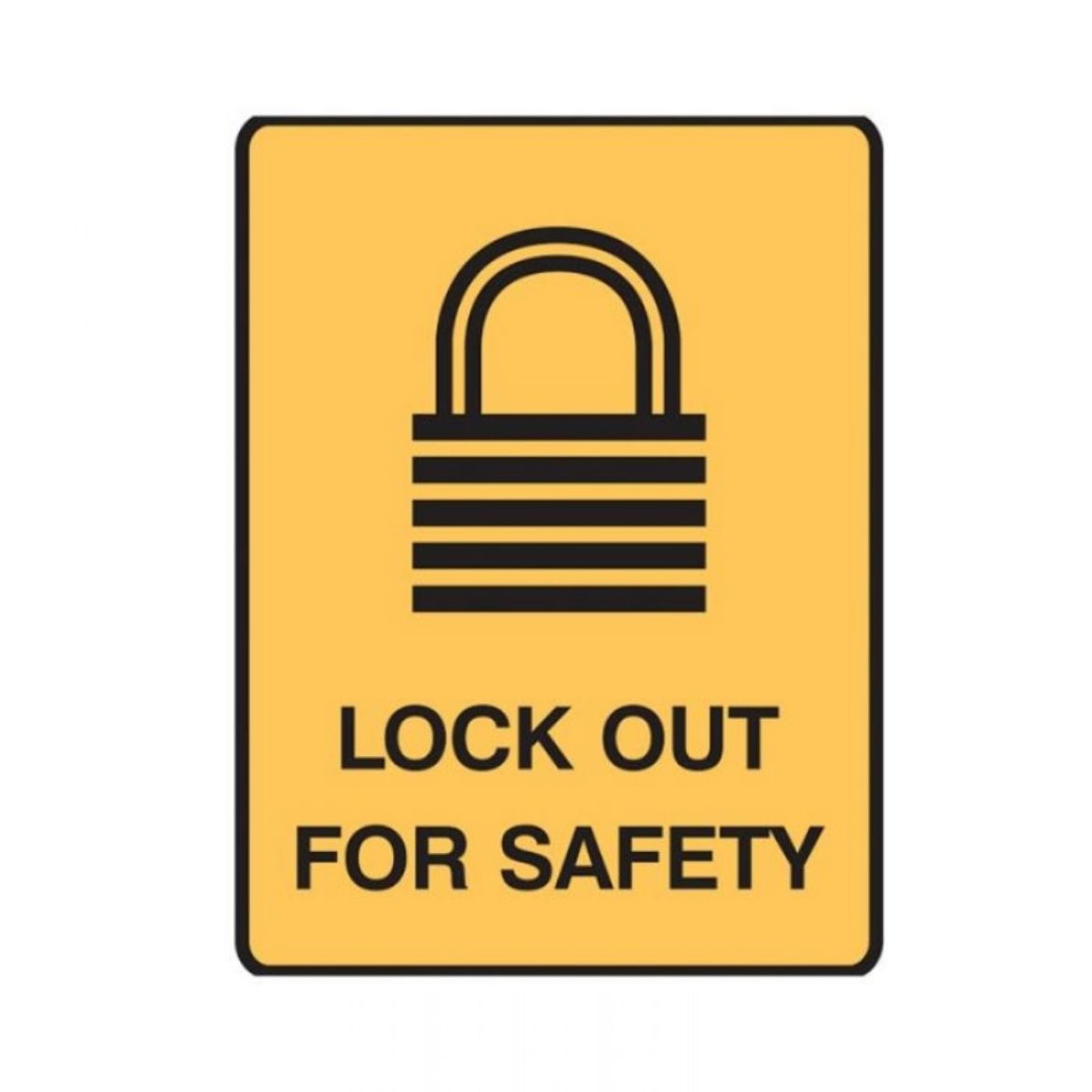 Picture of LOCK OUT FOR SAFETY SIGN 450MM (H) X 300MM (W) POLYPROPYLENE