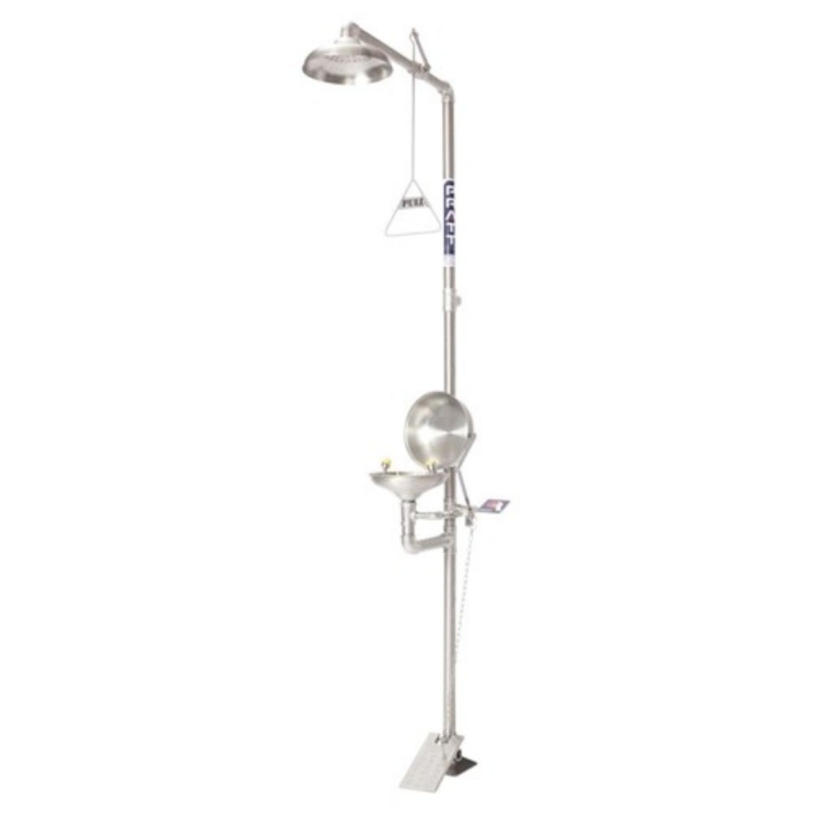 Picture of PRATT COMBINATION SHOWER WITH SINGLE NOZZLE EYE WASH W/ BOWL & TREADLE - FLIP TOP LID