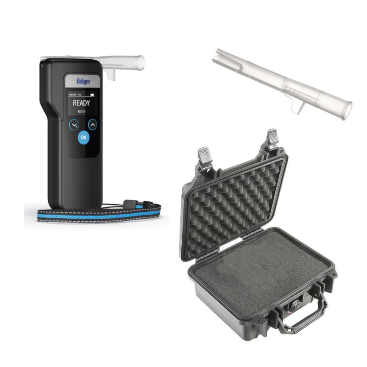 Picture of ALCOTEST 6000 MOUTHPIECE & STORAGE BUNDLE - DRAEGER ALCOTEST 6000 + 100 x MOUTHPIECES + PELICAN 1200 STORAGE CASE