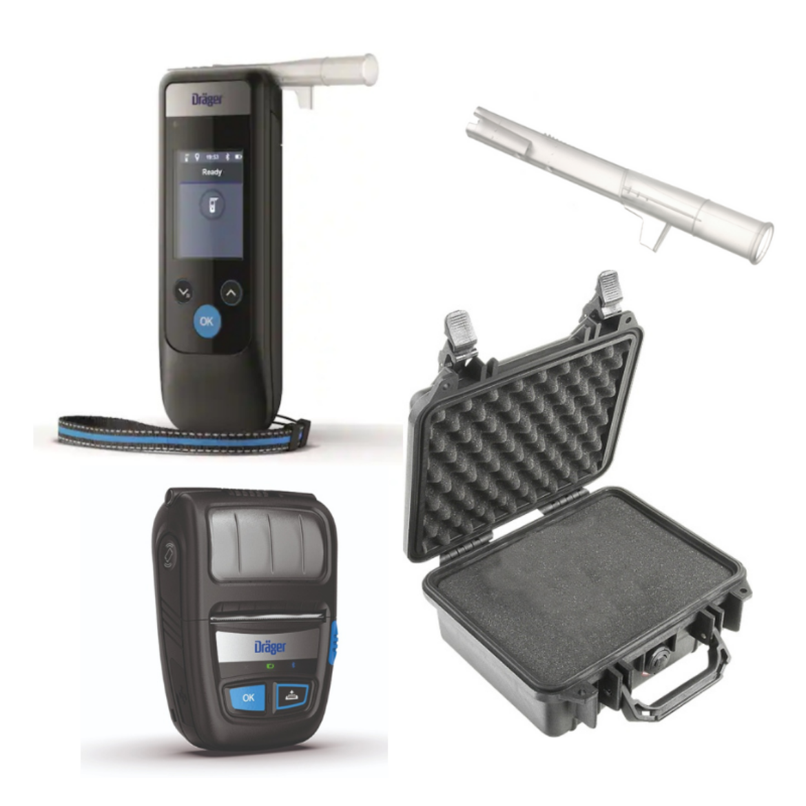 Picture of ALCOTEST 7000 MOBILE ALCHOL TEST KIT - DRAEGER ALCOTEST 7000 + 100 x MOUTHPIECES + MOBILE BT PRINTER + PELICAN 1400 STORAGE CASE