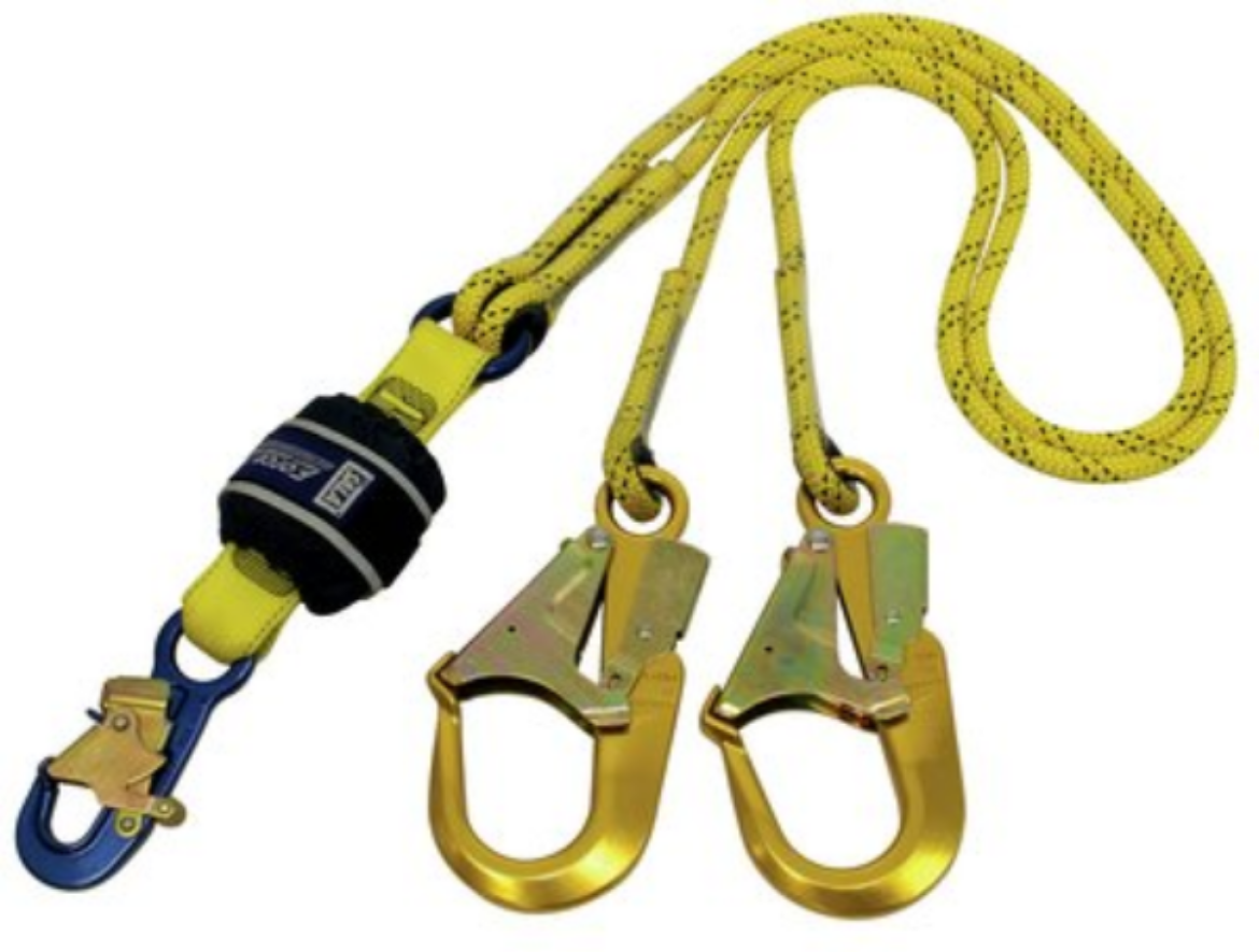 Picture of 70007925889 - Z12202519R FORCE2™ SHOCK ABSORBING LANYARDS - KERNMANTLE ROPE - DOUBLE TAIL 2.0M WITH ALUMINIUM SNAP HOOK AND SCAFFOLD HOOKS - DOM = 25/05/2017